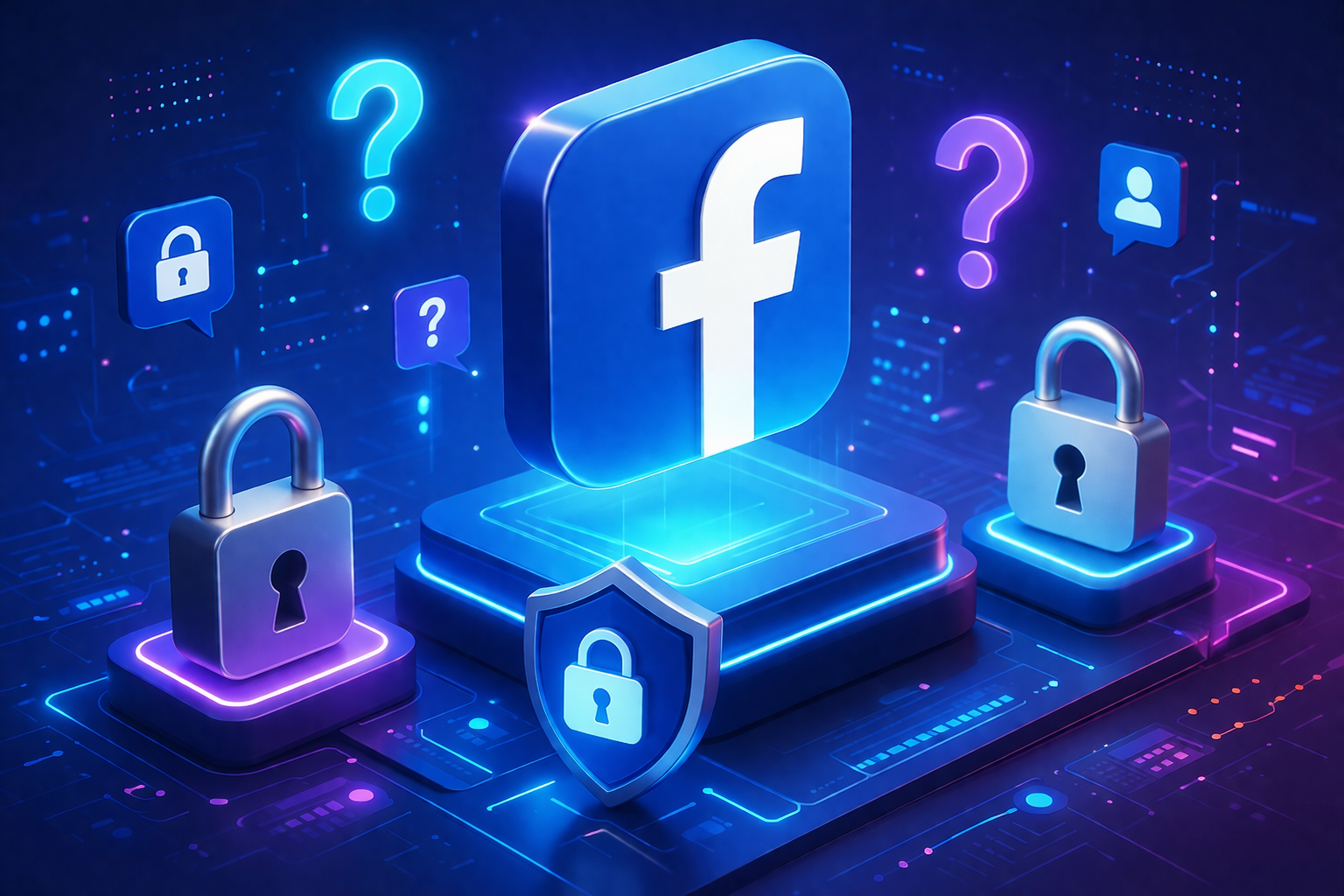 Digital security concept in neon hues